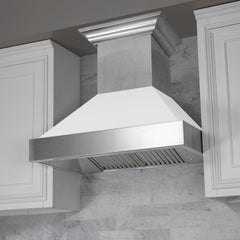 ZLINE DuraSnow® Stainless Steel Range Hood With White Matte Shell - 8654WM - The Home Selection