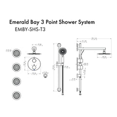 ZLINE Emerald Bay Thermostatic Shower System in Brushed Nickel, EMBY-SHS-T3 - The Home Selection