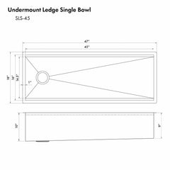ZLINE Garmisch Undermount Single Bowl Stainless Steel Kitchen Sink - SLS-45 - The Home Selection