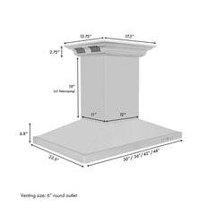 ZLINE Island Mount Range Hood in Stainless Steel with Built-in CrownSound Bluetooth Speakers - GL2iCRN-BT - The Home Selection