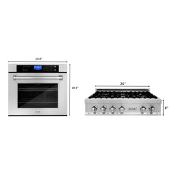 ZLINE Kitchen Package with 36" Stainless Steel Rangetop and 30" Single Wall Oven - 2KP-RTAWS36 - The Home Selection