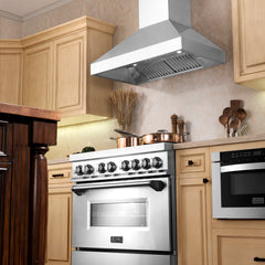 ZLINE Professional Convertible Vent Wall Mount Range Hood in Stainless Steel with Crown Molding - 597CRN - The Home Selection