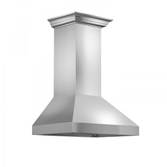 ZLINE Professional Convertible Vent Wall Mount Range Hood in Stainless Steel with Crown Molding - 597CRN - The Home Selection