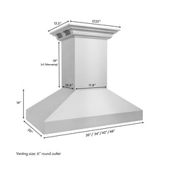 ZLINE Professional Wall Mount Range Hood in Stainless Steel with Built-in CrownSound Bluetooth Speakers - 597iCRN-BT - The Home Selection