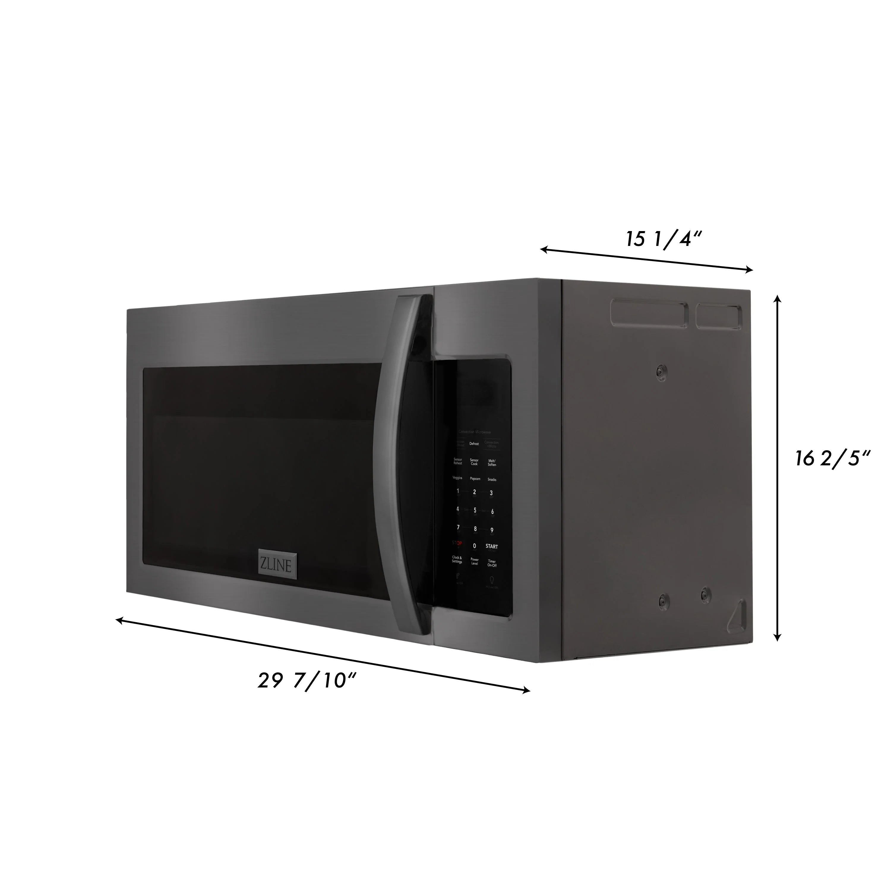 ZLINE Recirculating Over the Range Convection Microwave Oven with Charcoal Filters in Black Stainless Steel - MWO-OTRCF-30-BS - The Home Selection
