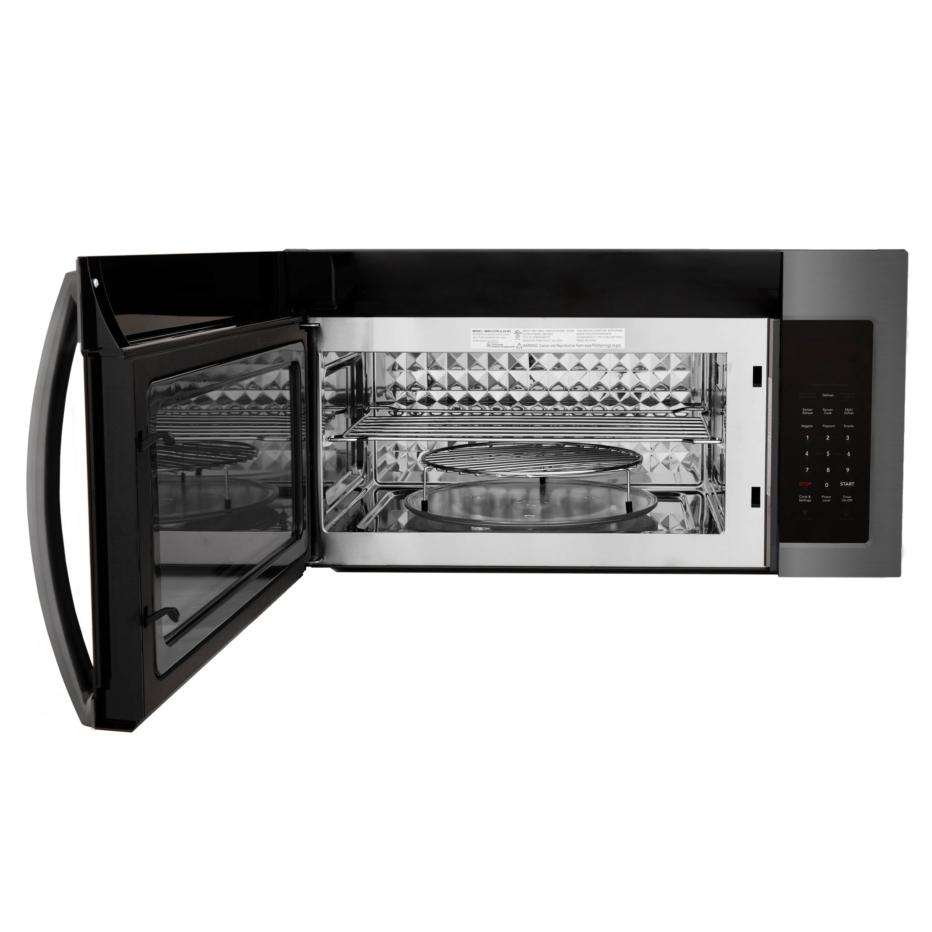ZLINE Recirculating Over the Range Convection Microwave Oven with Charcoal Filters in Black Stainless Steel - MWO-OTRCF-30-BS - The Home Selection