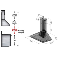 ZLINE Stainless Steel Indoor Wall Range Hood - KF-36 - The Home Selection