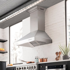 ZLINE Stainless Steel Wall Range Hood with Built-in CrownSound® Bluetooth Speakers - 697CRN-BT - The Home Selection