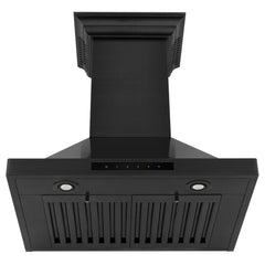 ZLINE Wall Mount Range Hood in Black Stainless Steel with Built-in CrownSound® Bluetooth Speakers - BSKBNCRN-BT - The Home Selection