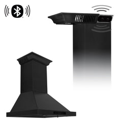 ZLINE Wall Mount Range Hood in Black Stainless Steel with Built-in CrownSound® Bluetooth Speakers - BSKBNCRN-BT - The Home Selection