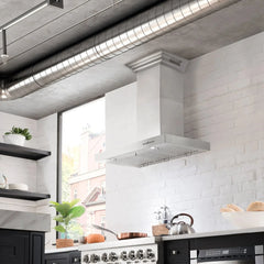 ZLINE Wall Mount Range Hood In Stainless Steel With Built-In CrownSound® Bluetooth Speakers (KECRN-BT) - The Home Selection