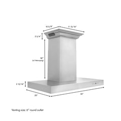 ZLINE Wall Mount Range Hood In Stainless Steel With Built-In CrownSound® Bluetooth Speakers (KECRN-BT) - The Home Selection