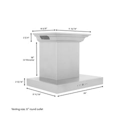 ZLINE Wall Mount Range Hood In Stainless Steel With Built-In CrownSound® Bluetooth Speakers (KECRN-BT) - The Home Selection