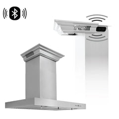 ZLINE Wall Mount Range Hood In Stainless Steel With Built-In CrownSound® Bluetooth Speakers (KECRN-BT) - The Home Selection
