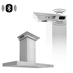 ZLINE Wall Mount Range Hood In Stainless Steel With Built-In CrownSound® Bluetooth Speakers (KECRN-BT) - The Home Selection