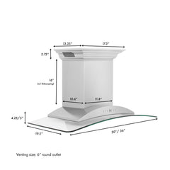 ZLINE Wall Mount Range Hood in Stainless Steel with Built-in CrownSound® Bluetooth Speakers - KNCRN-BT - The Home Selection