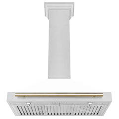 Zline White Matte/Gold 36" 400 CFM Ducted Wall Mount Range Hood (KB4SNZ-WM36-G) - The Home Selection