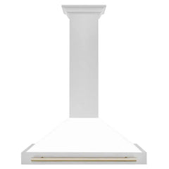 Zline White Matte/Gold 36" 400 CFM Ducted Wall Mount Range Hood (KB4SNZ-WM36-G) - The Home Selection