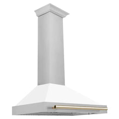 Zline White Matte/Gold 36" 400 CFM Ducted Wall Mount Range Hood (KB4SNZ-WM36-G) - The Home Selection