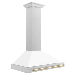 Zline White Matte/Gold 36" 400 CFM Ducted Wall Mount Range Hood (KB4SNZ-WM36-G) - The Home Selection