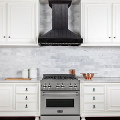 ZLINE Wooden Wall Mount Range Hood In Rustic Dark Finish - Includes Motor - KPDD - The Home Selection