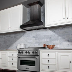 ZLINE Wooden Wall Mount Range Hood In Rustic Dark Finish - Includes Motor - KPDD - The Home Selection