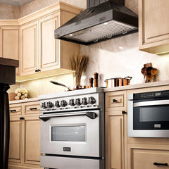 ZLINE Wooden Wall Mount Range Hood In Rustic Dark Finish - Includes Motor - KPDD - The Home Selection
