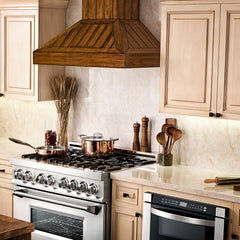 ZLINE Wooden Wall Mount Range Hood In Rustic Light Finish - Includes Motor - KPLL - The Home Selection