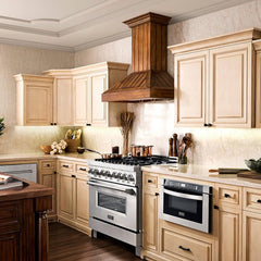ZLINE Wooden Wall Mount Range Hood In Rustic Light Finish - Includes Motor - KPLL - The Home Selection