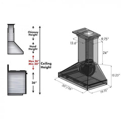 ZLINE Wooden Wall Mount Range Hood In Rustic Light Finish - Includes Motor - KPLL - The Home Selection